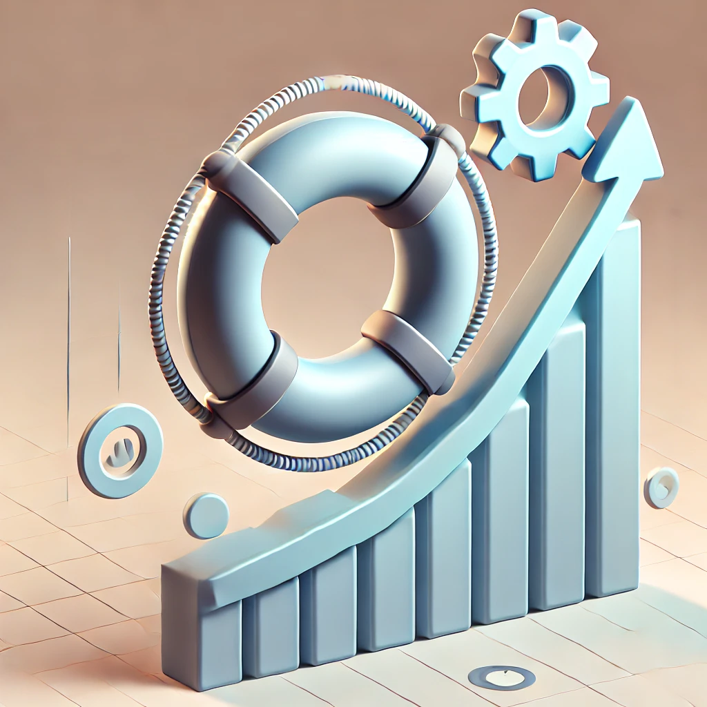 grafico in 3d con una ciambella che rappresenta la crisi di crescita aziendale