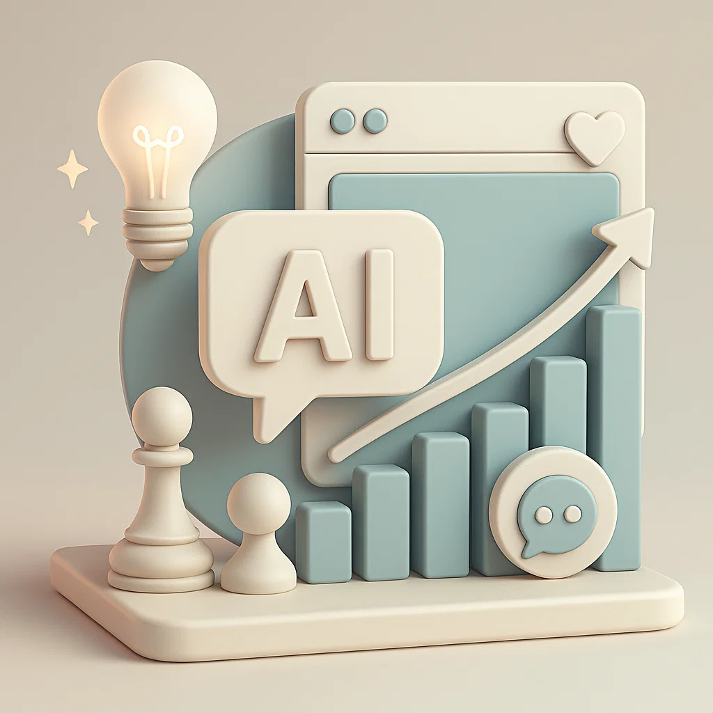 una schermata in cui scrivere i prompt per l'intelligenza artificiale con la scritta AI e un grafico positivo