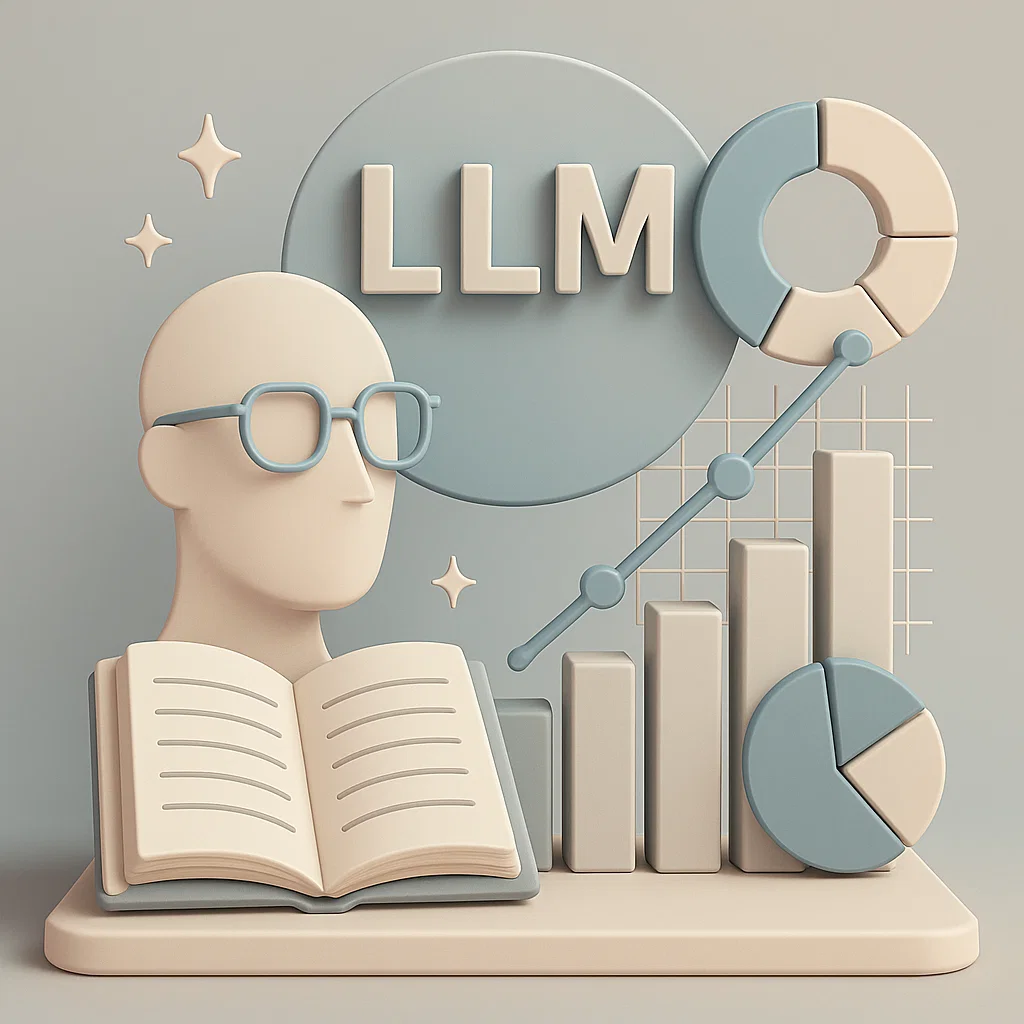 sono presenti più grafici con la rappresentazione dei llm sottoforma di un uomo che legge