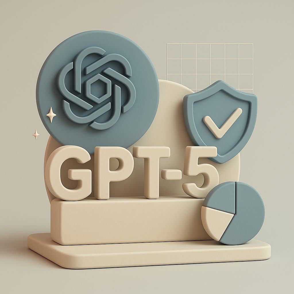 scritta GPT-5 con grafici a torta e logo openAI
