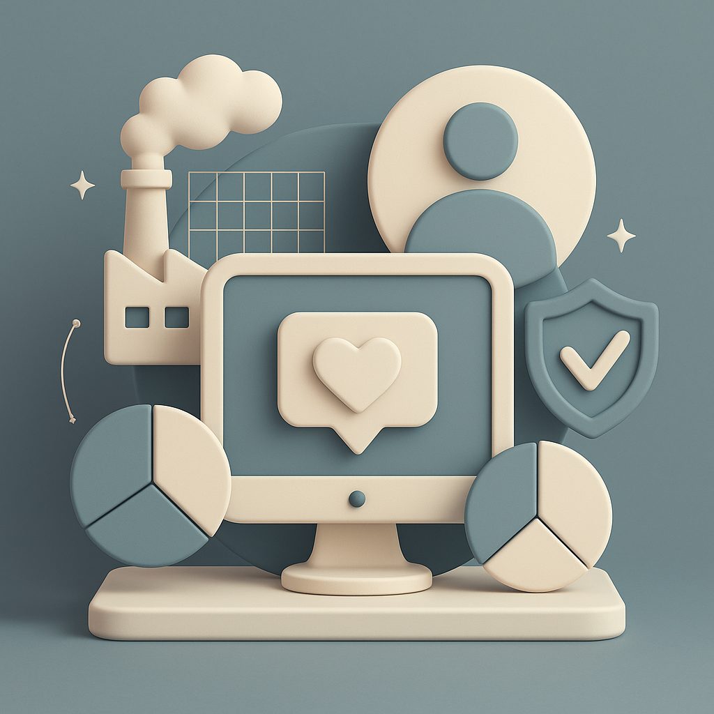 comunicazione digitale e social rappresentati in un computer