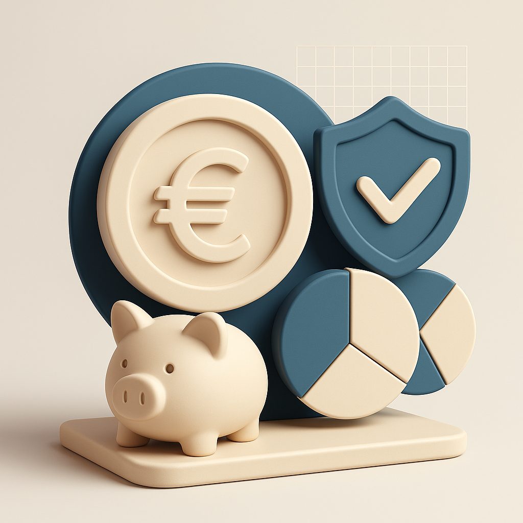 salvadanaio, grafici ed elementi finanziari