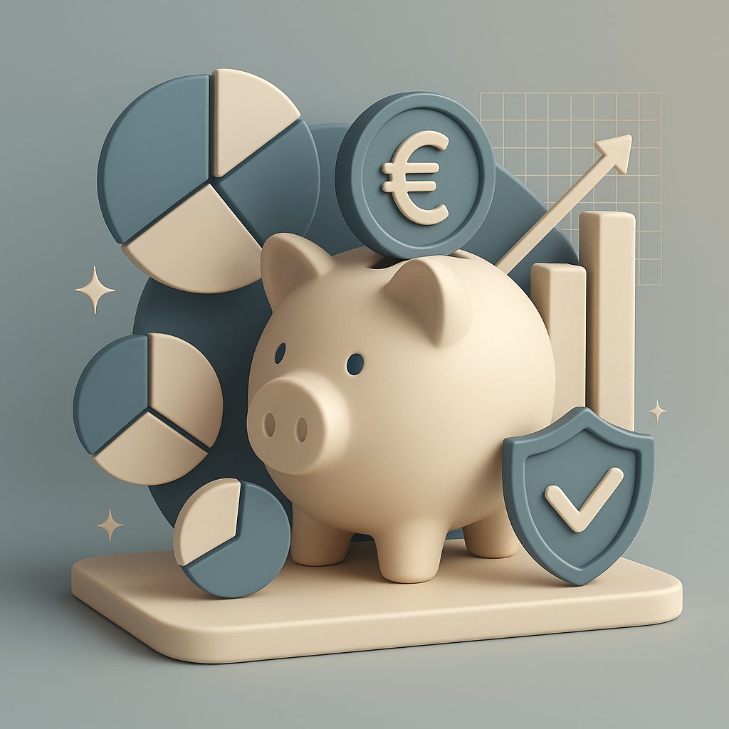 salvadanaio, grafici ed elementi finanziari