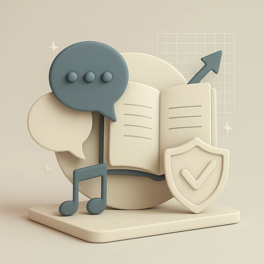 ad indicare il tono di voce ci sono le chat, una nota e un libro