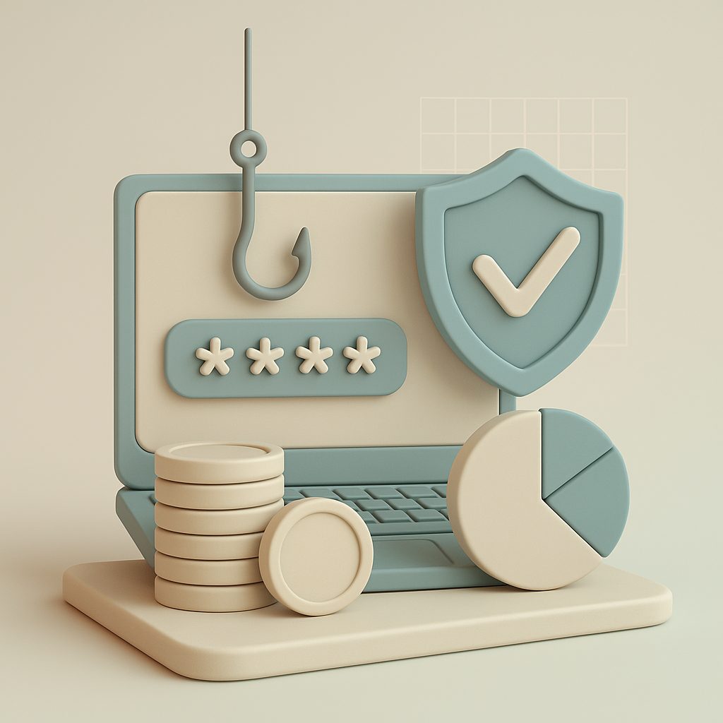 computer con password di sicurezza e un amo come trappola di truffa