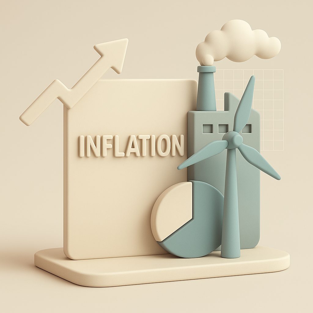 pala eolica con cartello inlazione