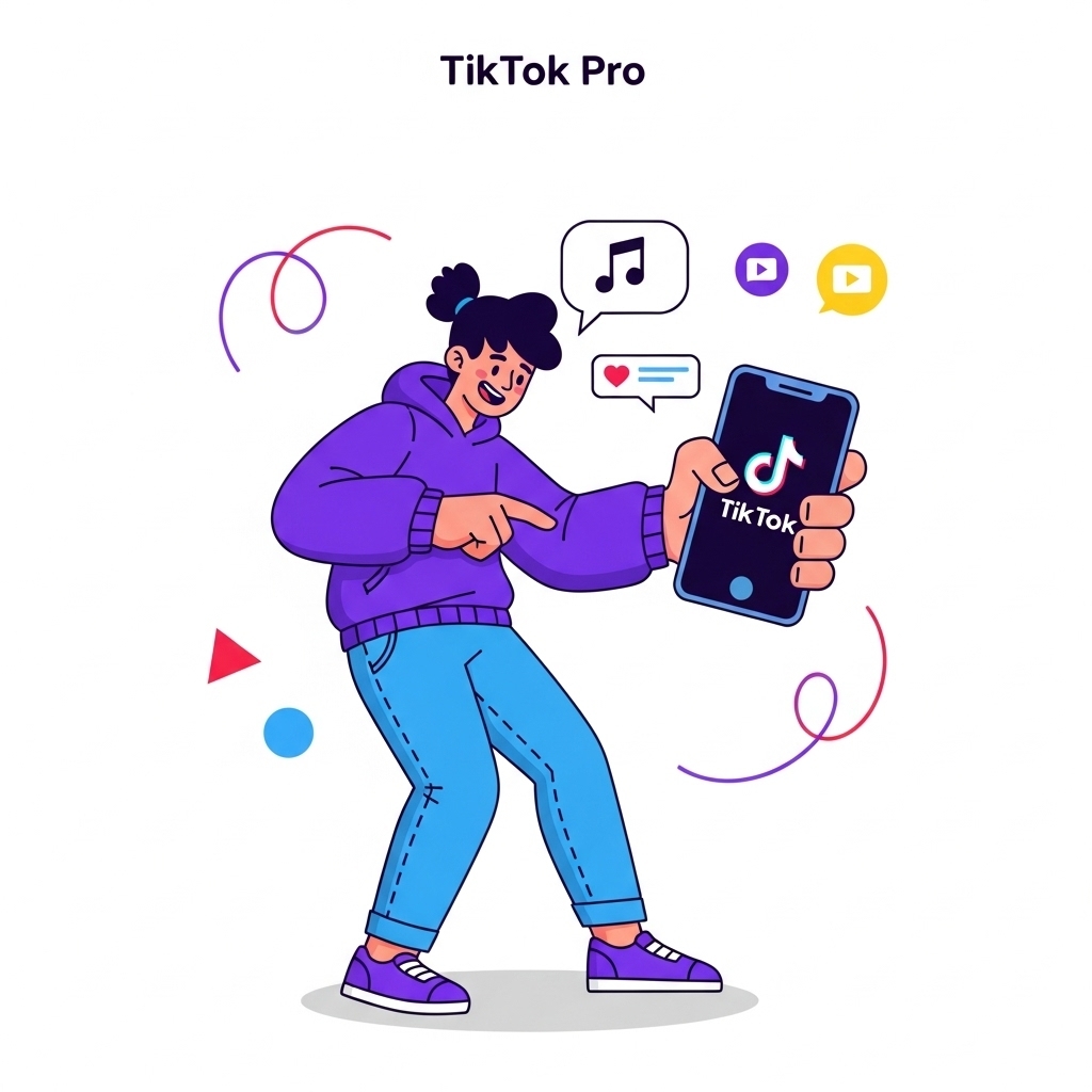 vignetta di ragazza con telefono per tiktok