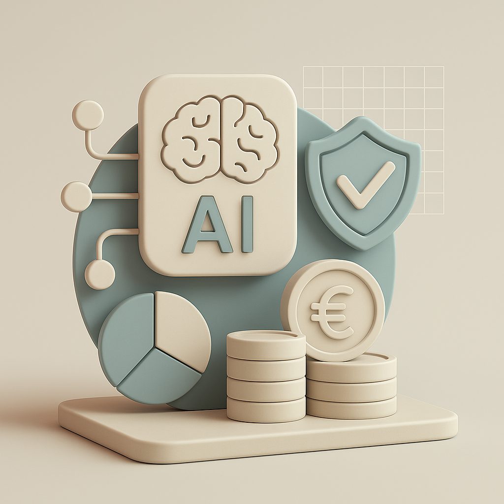 AI e gestione finanziaria con soldi e grafici