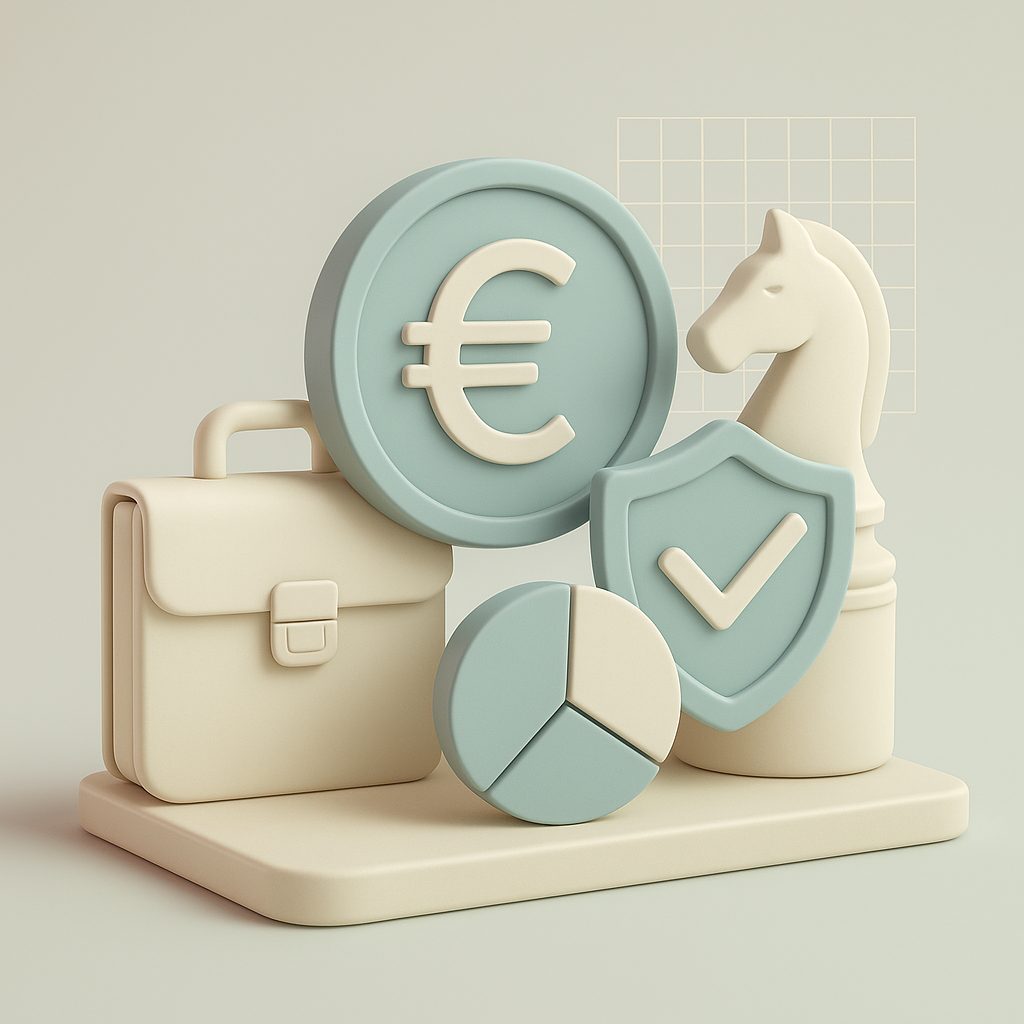 soldi e valigia di lavoro