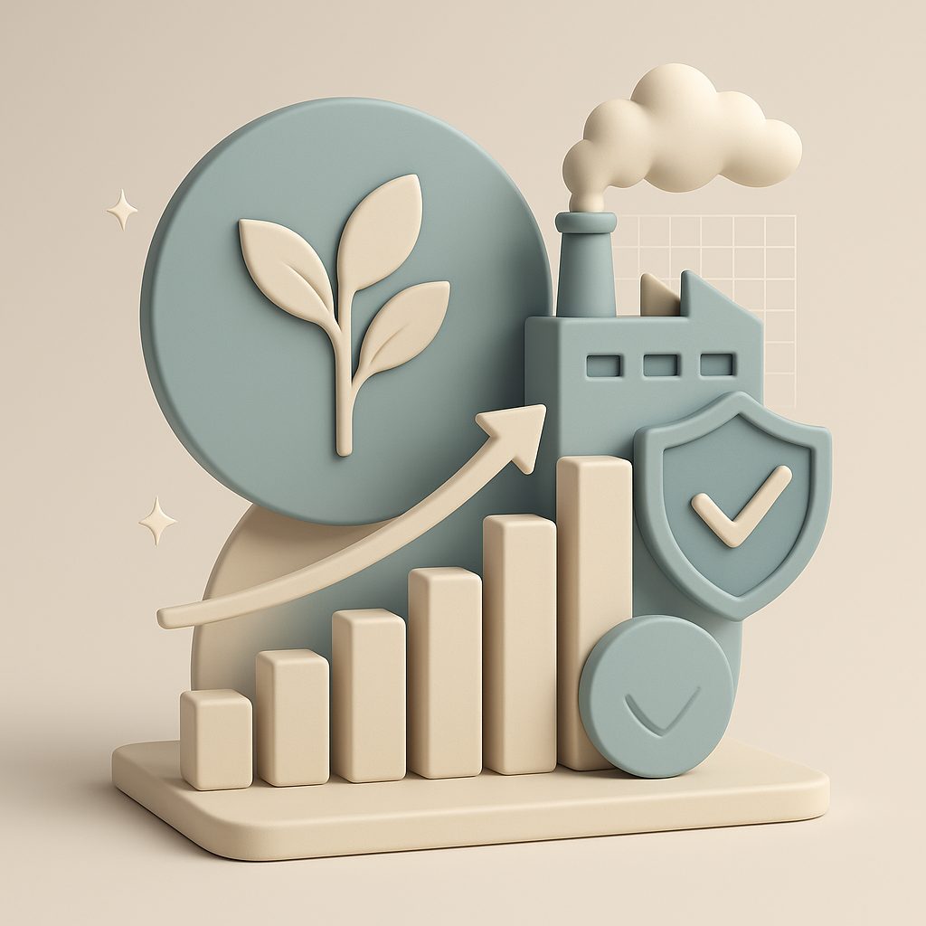 azienda che cresce su grafico con pianta