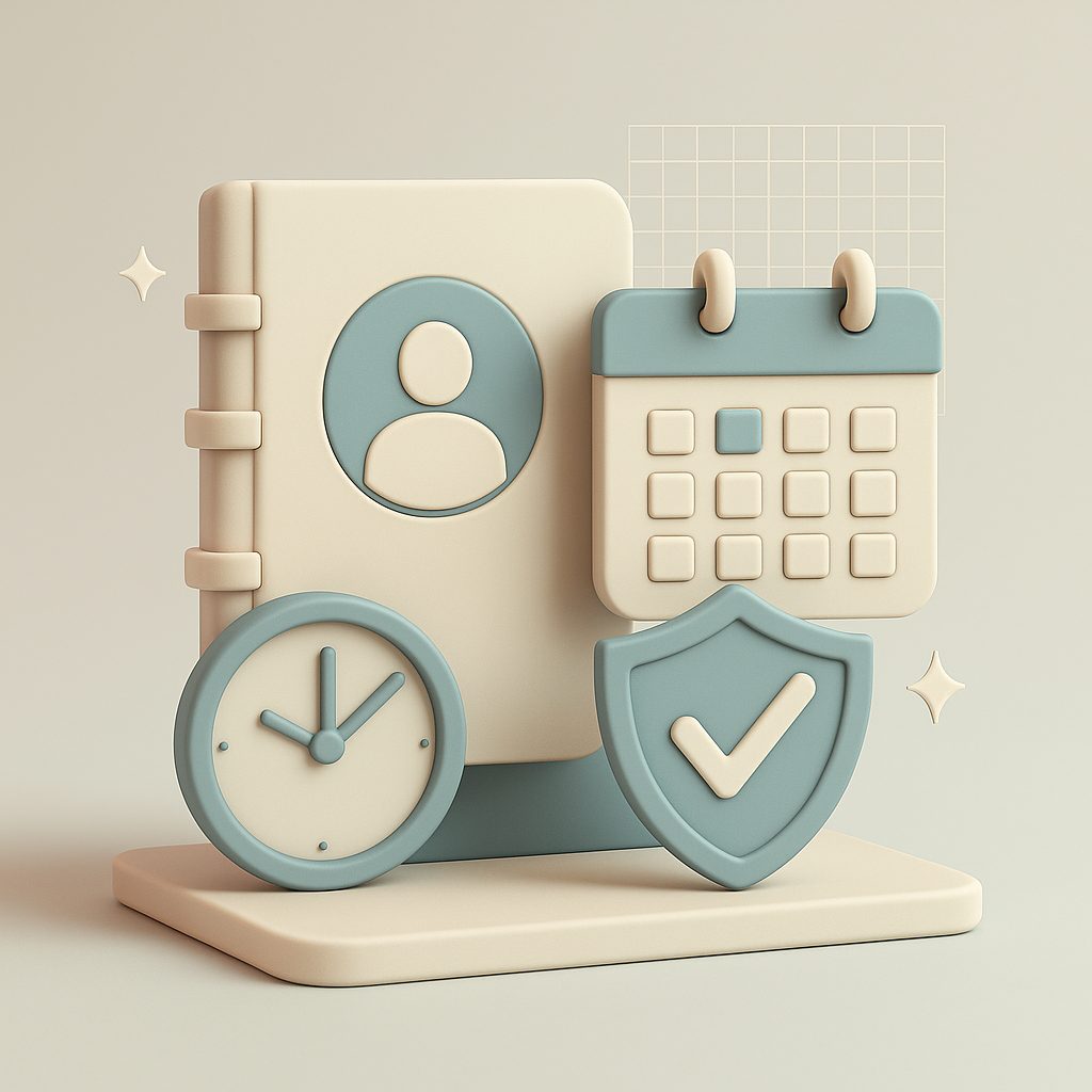 agenda con calendario e orologgio