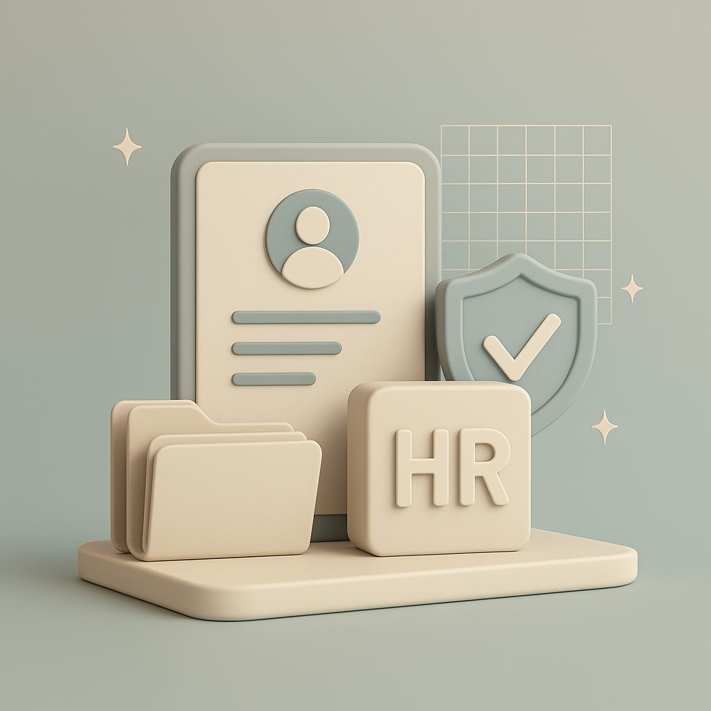 tablet con profilo di un possibile candidato e scritta hr