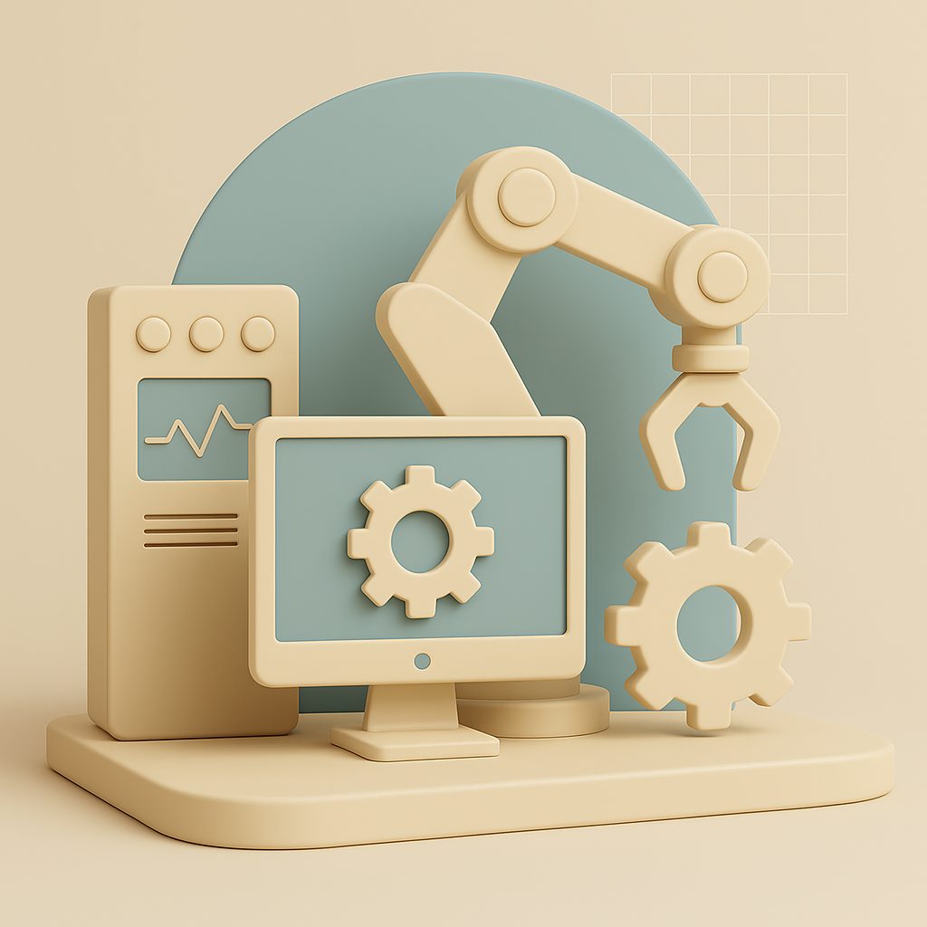 computer con braccio robotico automatizzato