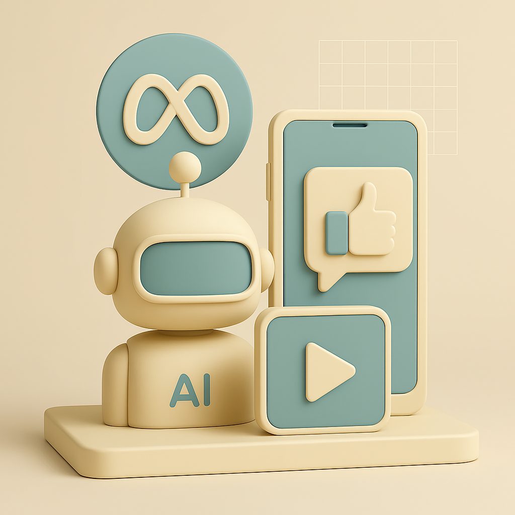 Meta Vibes con telefono e robot AI