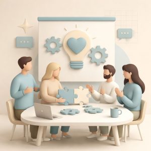 Workshop aziendale tra persone a tavolo