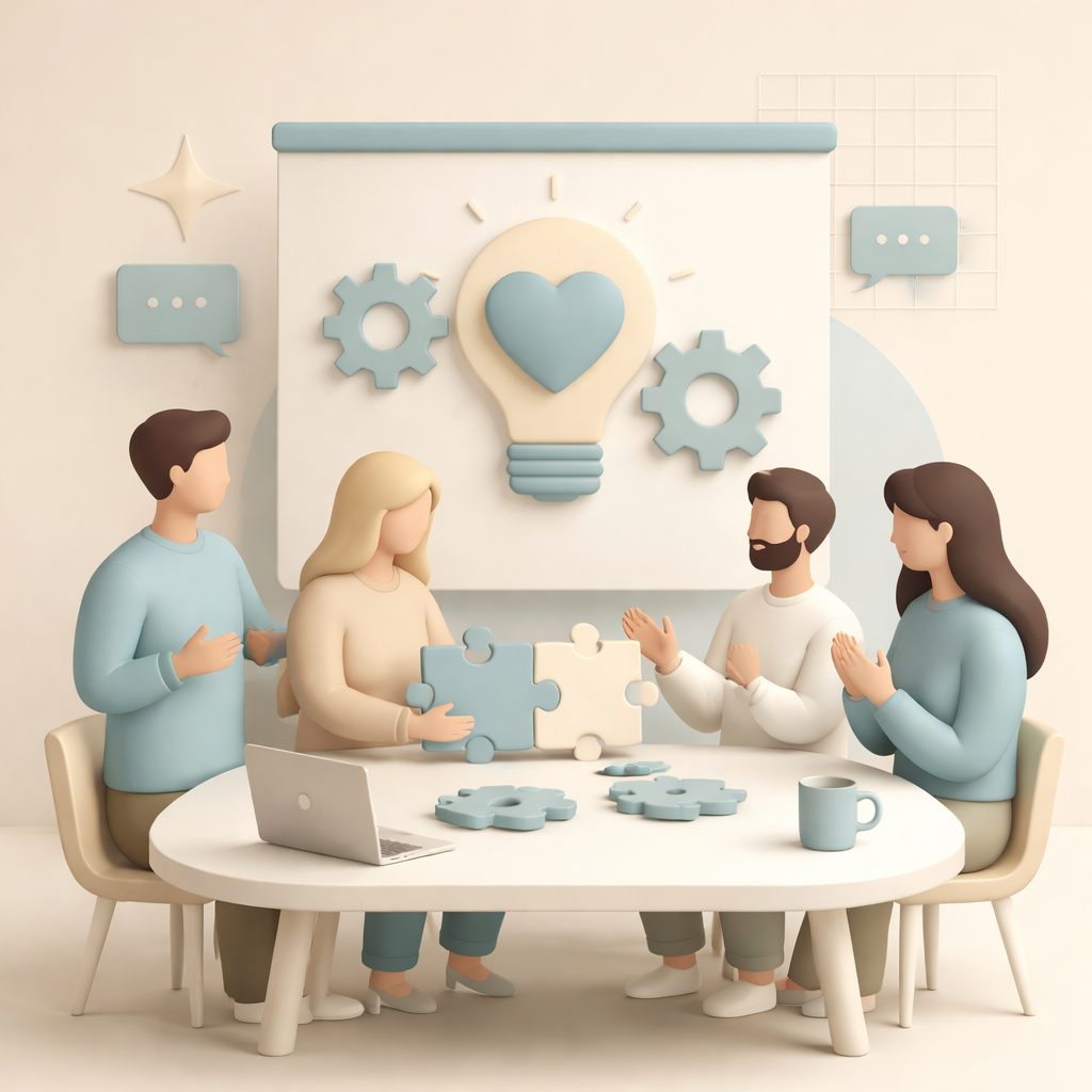 Workshop aziendale tra persone a tavolo