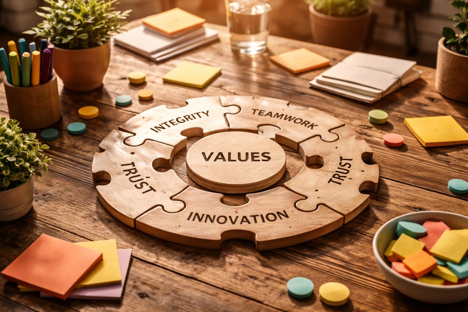 serie di valori a puzzle cerchio