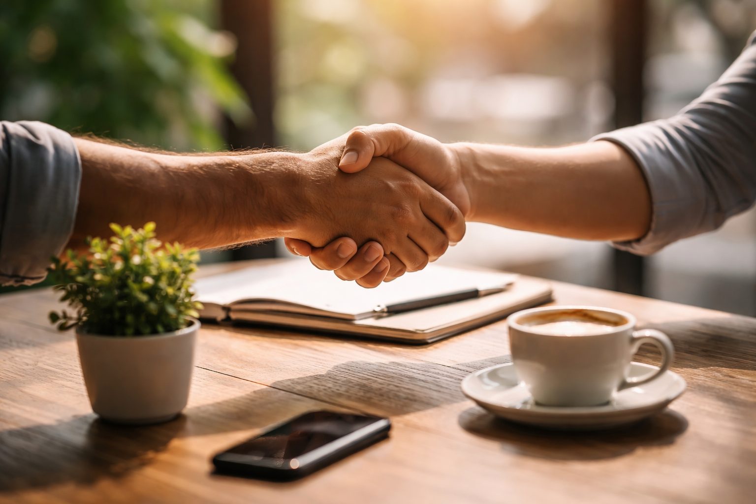 stretta di mano con cliente