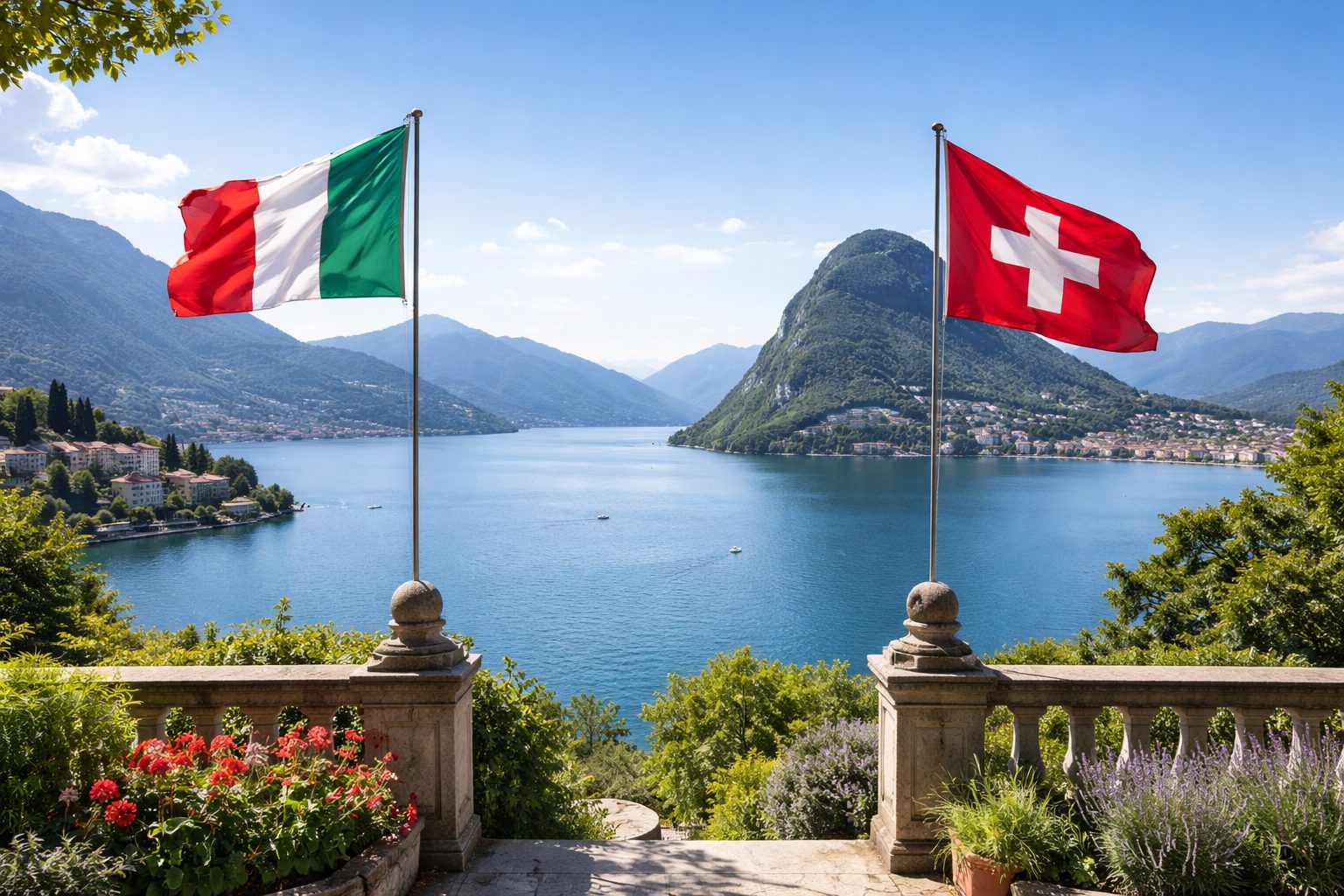 bandiera dell'Italia e Svizzera