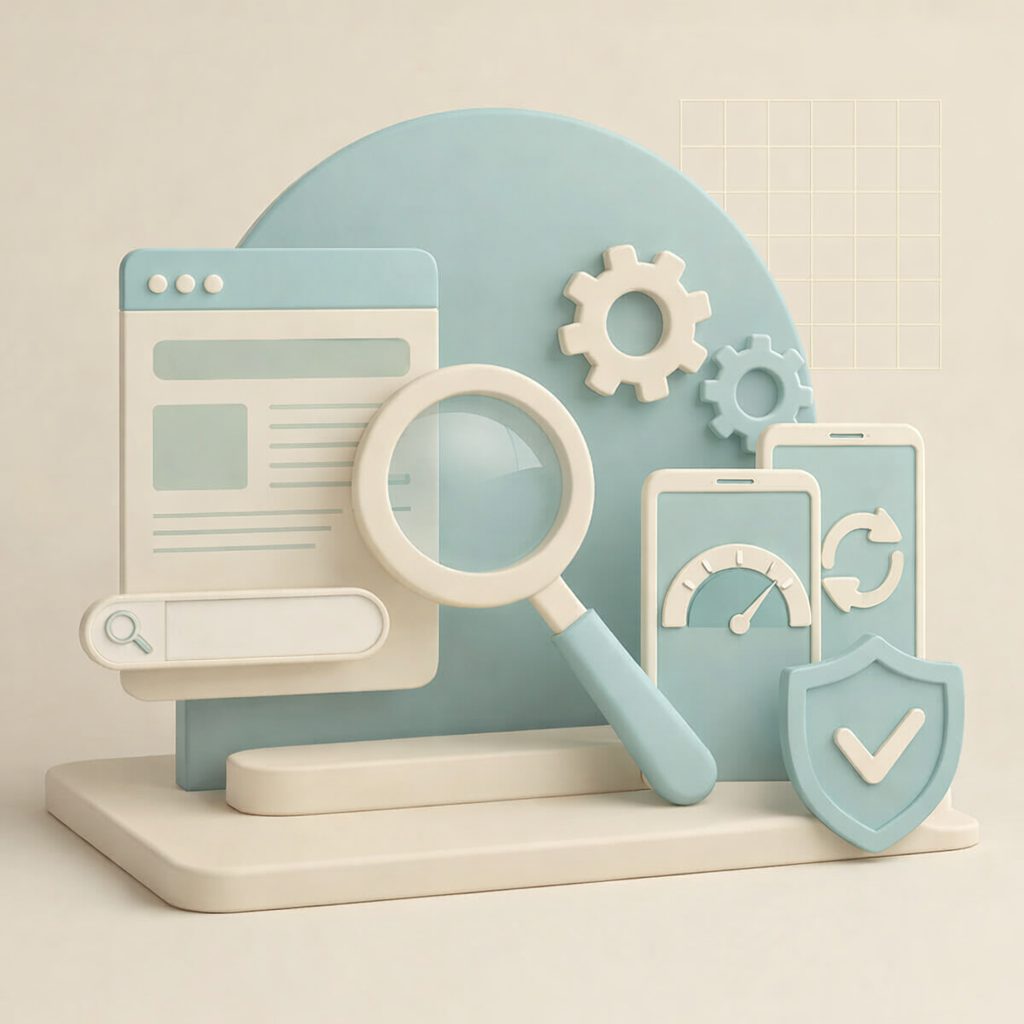 pagina web e lente d'ingrandimento