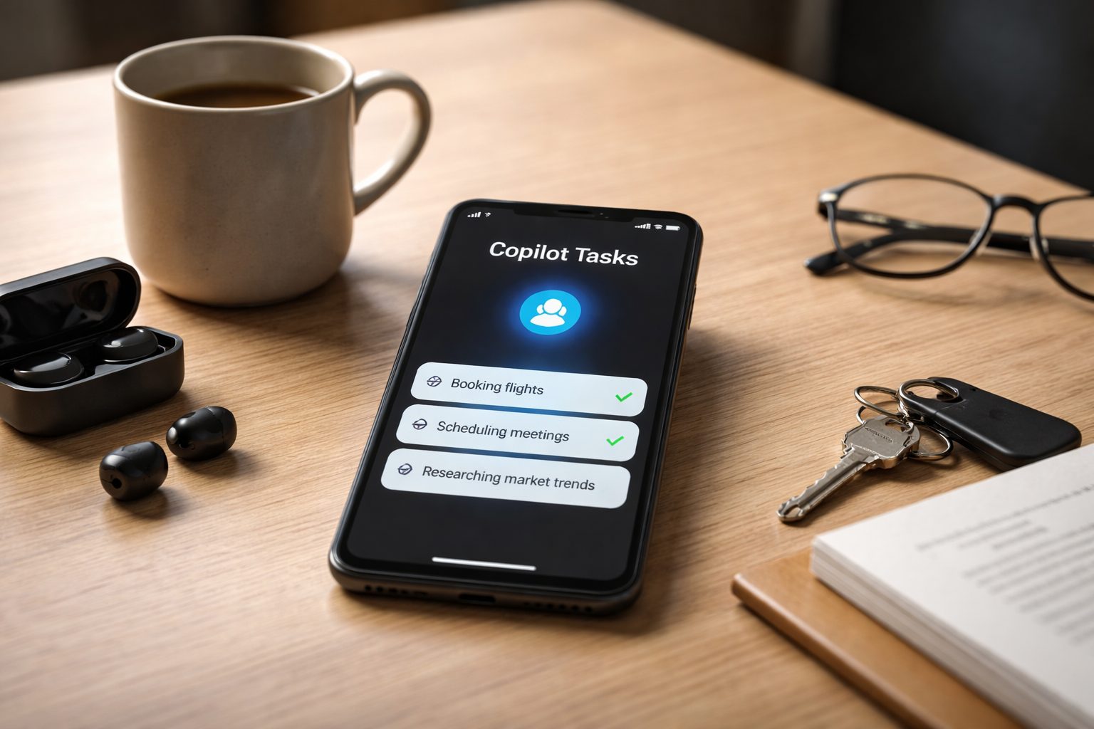 telefono con Copilot Tasks di Microsoft