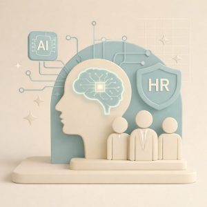 cervello con intelligenza artificiale e scudo con HR