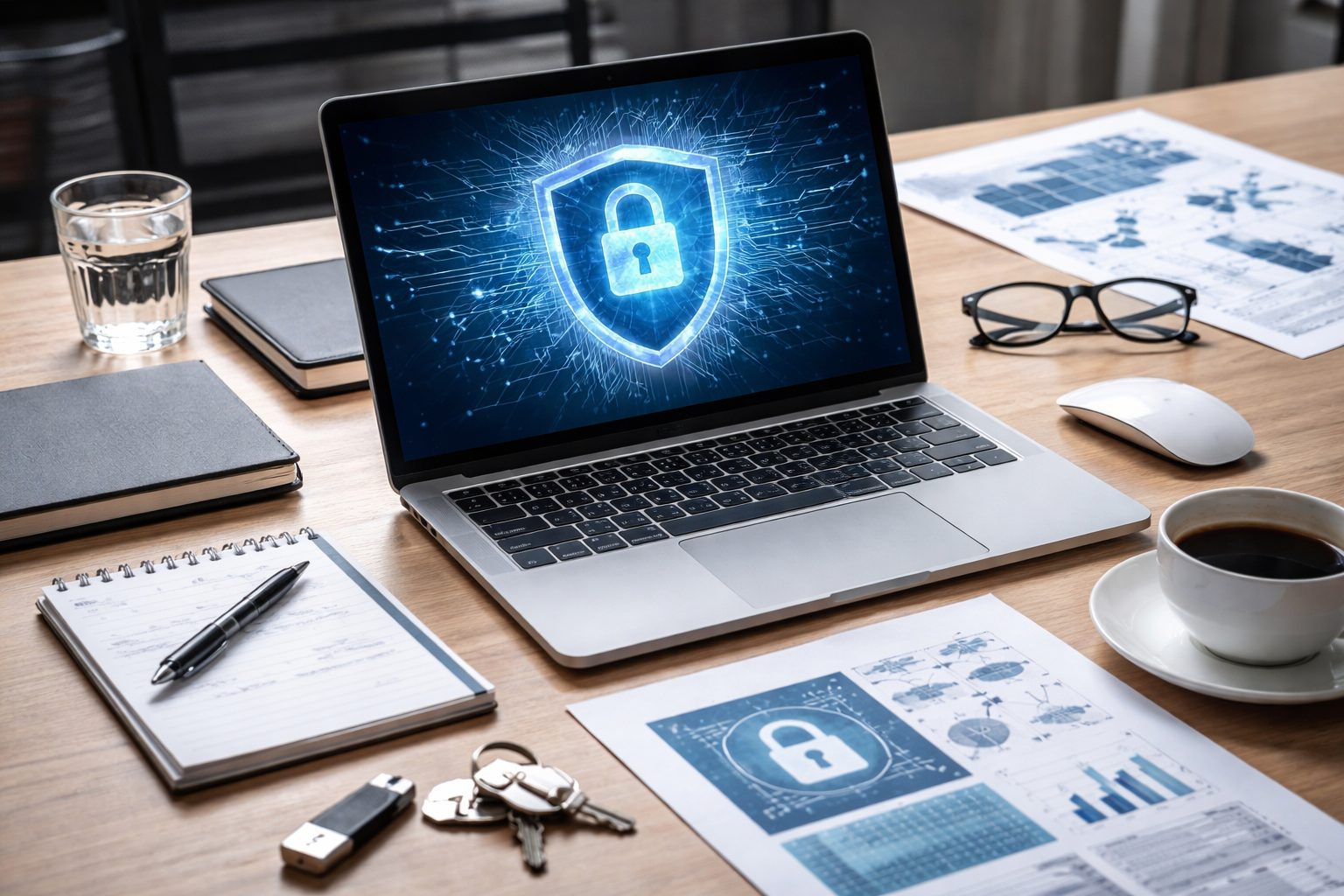 computer con lucchetto di sicurezza