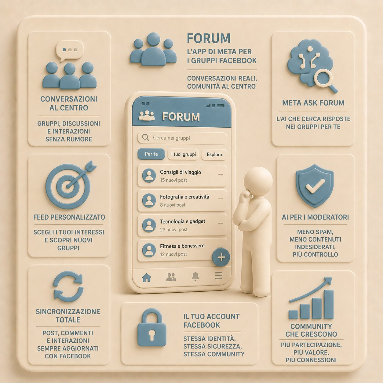 Meta lancia Forum, la nuova app dedicata ai Gruppi Facebook.